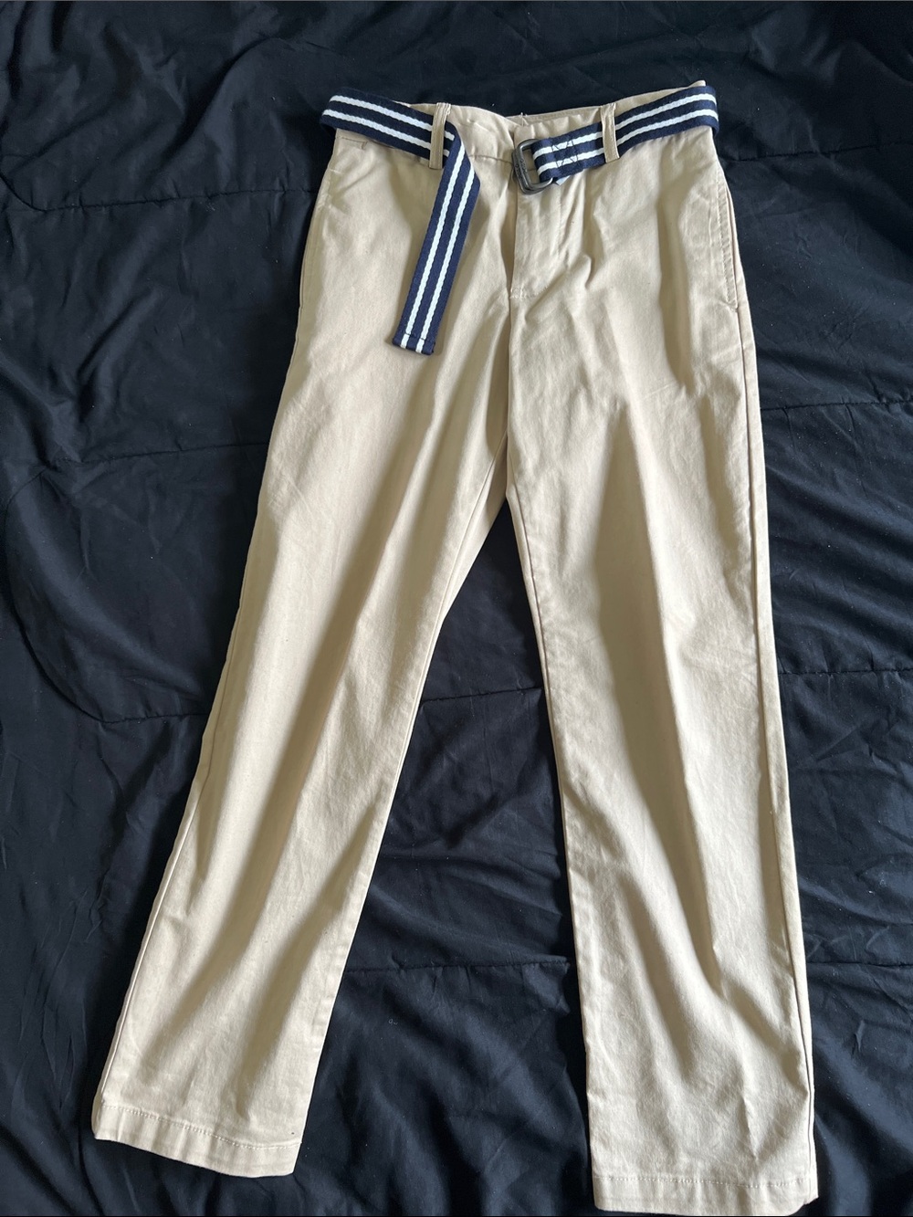 Polo by Ralph Lauren Khaki Chinos with Navy & White Striped Belt